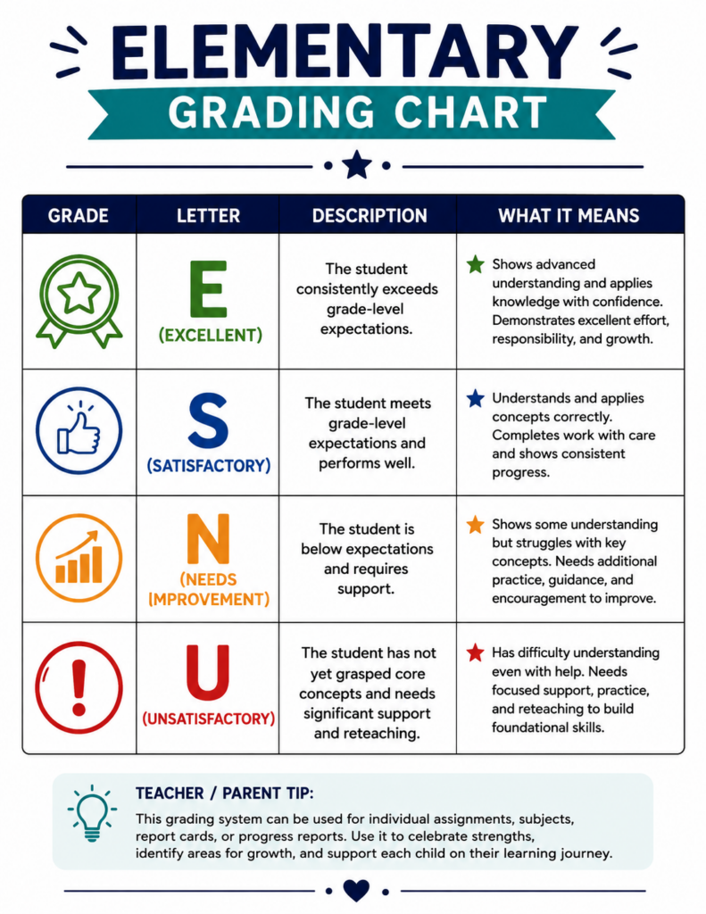 Elementary homeschool grading scale