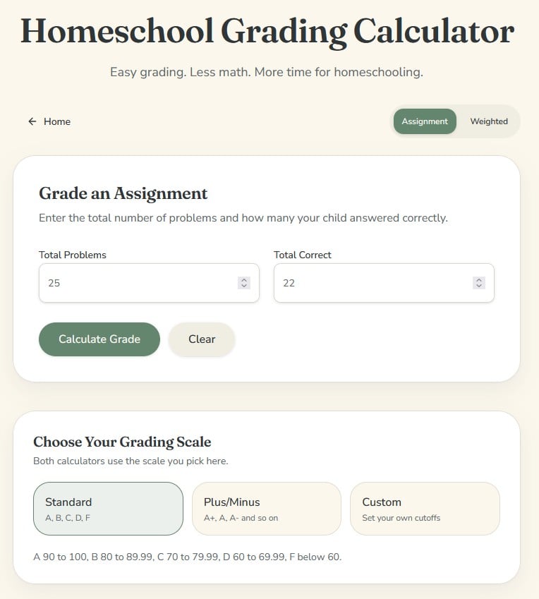 Homeschool Grading Calculator